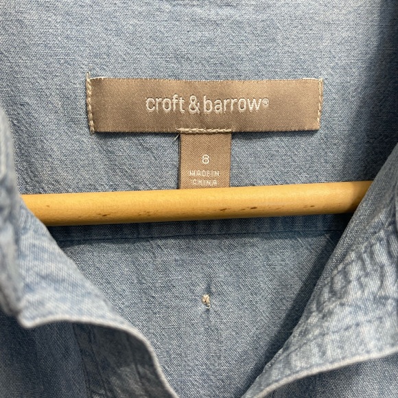 49-Croft & Barrow Blue Denim Sleeveless Midi Button Down Dress Sz 8 Cottagecore - Picture 5 of 13